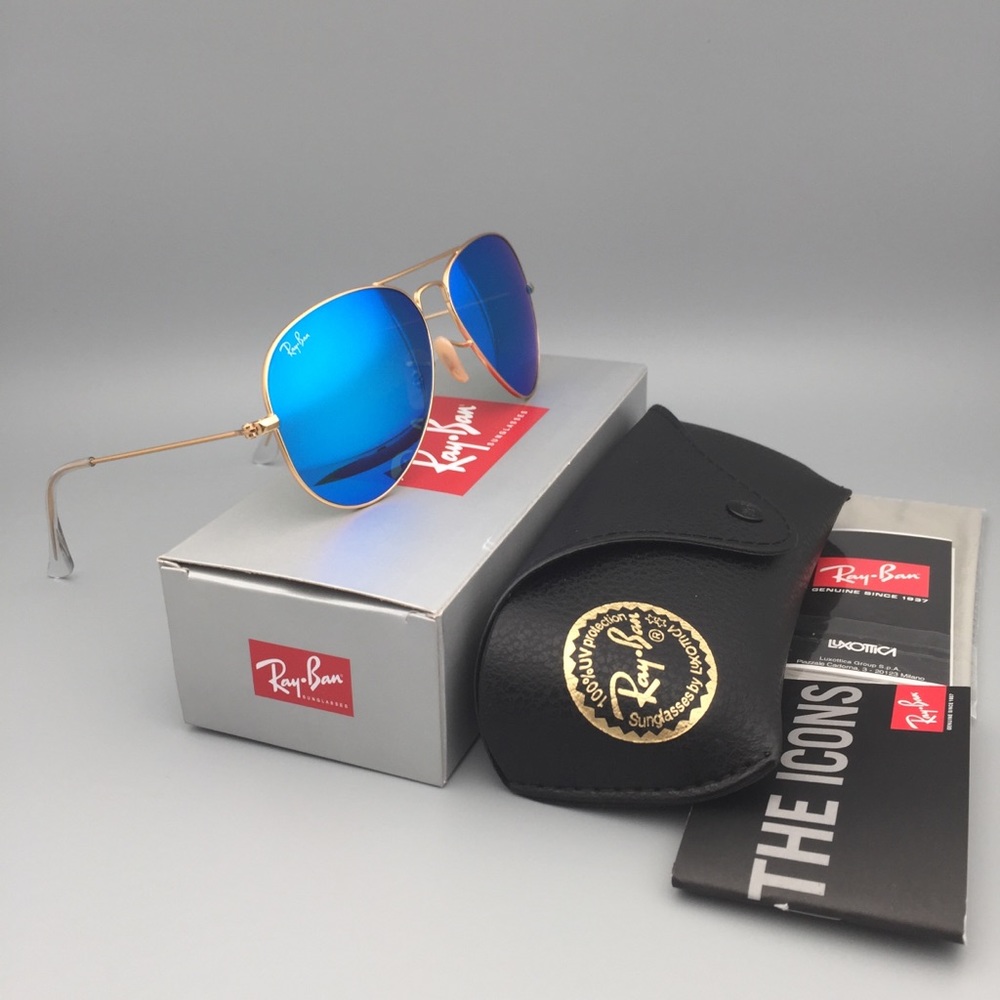 RB3025 112/17 Aviator Gold Blue Sunglasses Metal